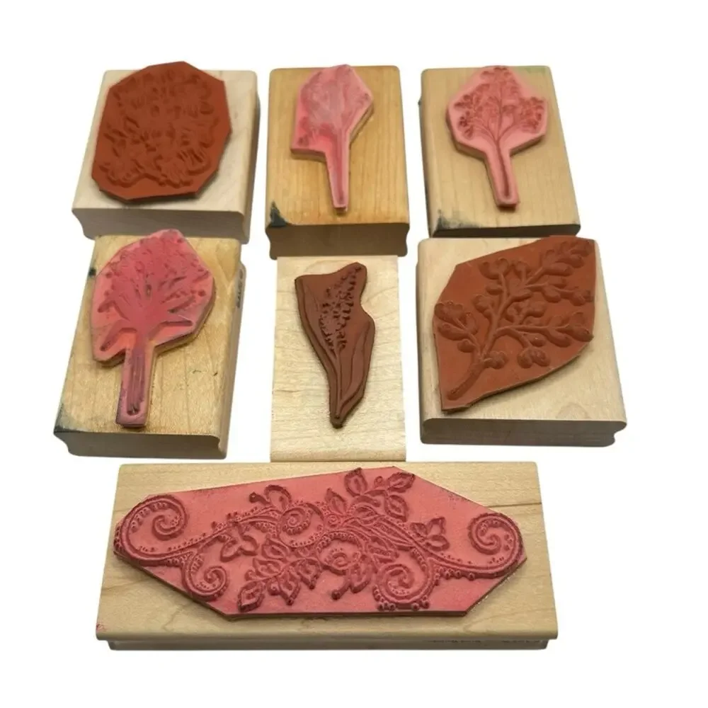 Floral Rubber Stamps 7 Pc Medium Scrapbooking Crafting Teacher School